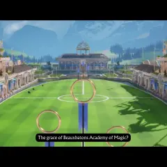 Boisko do quidditcha z trybunami Beauxbatons, przygotowane do mistrzostw świata.